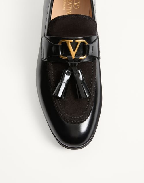 Valentino Garavani - Vaniteux Loafer Aus Kalbsleder Und Spaltleder - Schwarz - Mann - Loafers Und Drivers